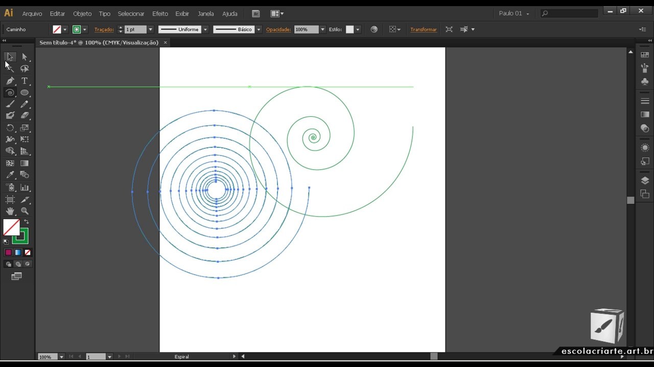 Curso de Illustrator CS6 Aula 21 Ferramenta Espiral
