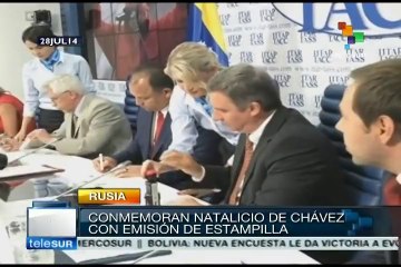 Presentan en Rusia estampilla postal conmemorativa de Hugo Chávez