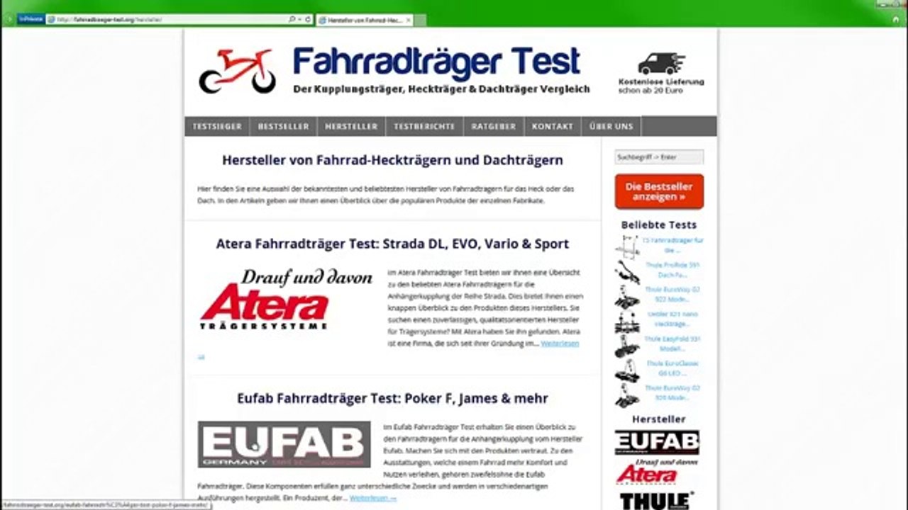 Fahrradtraeger Test - Heckträgersysteme im Vergleich