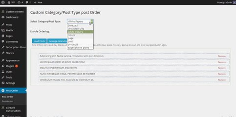 Custom Post Order Wordpress