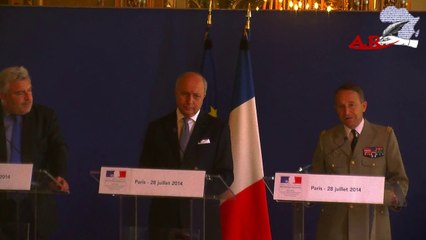 Point de presse de L. Fabius, F. Cuvillier et du Général P. de Villiers (28 juillet 2014)