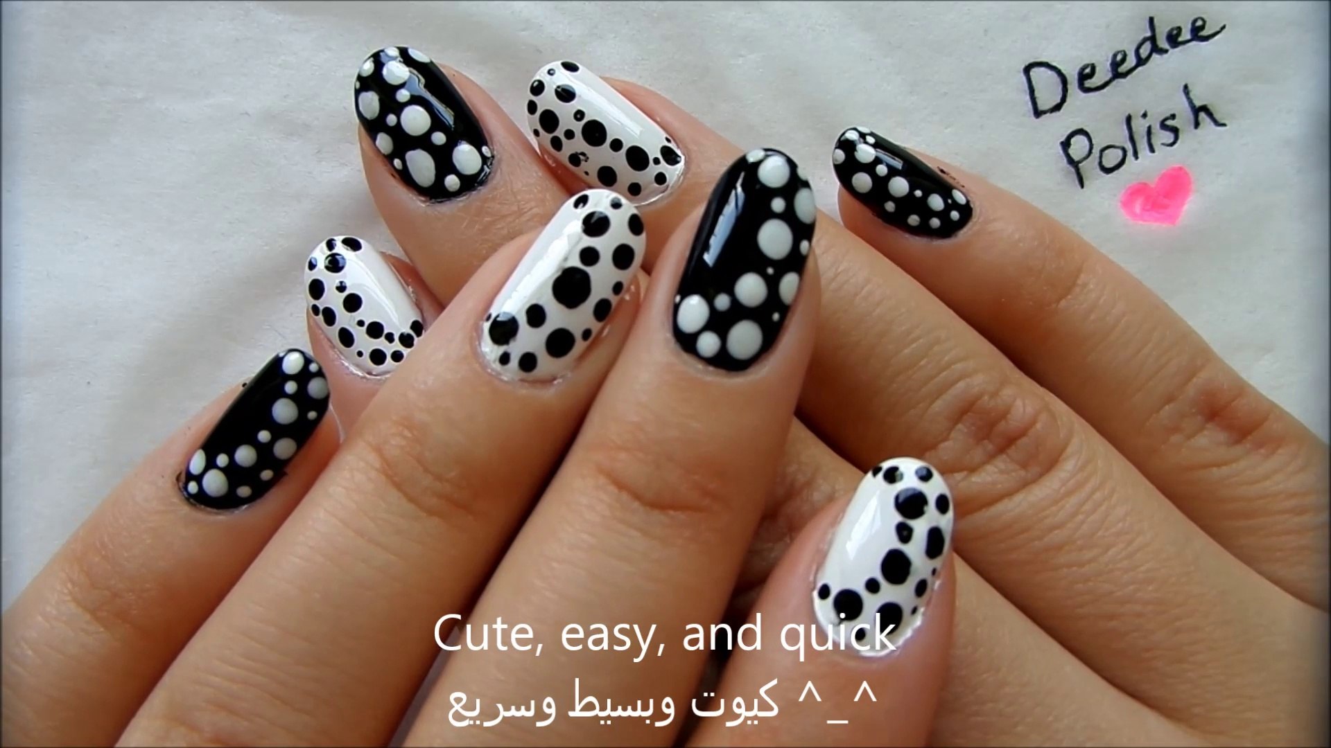 مناكير نقاط الابيض والاسود بطريقة بسيطة Easy Black & White Dots - video  Dailymotion