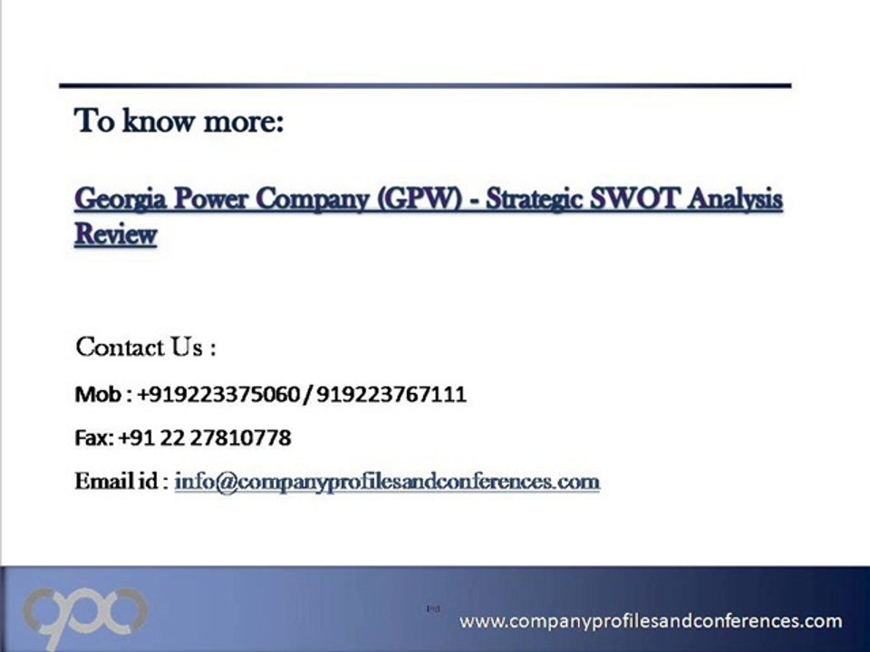 Georgia Power Company (GPW) - Strategic SWOT Analysis Review