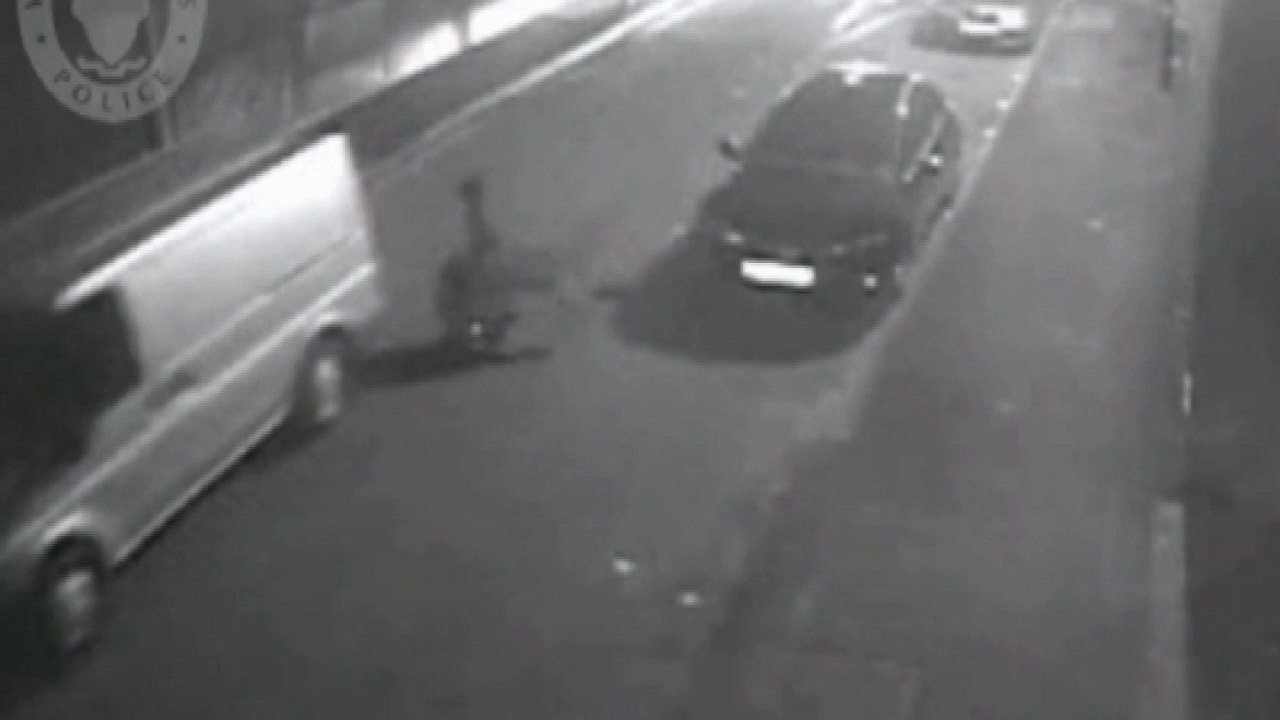 Dramatic CCTV: Policeman flung from speeding getaway van