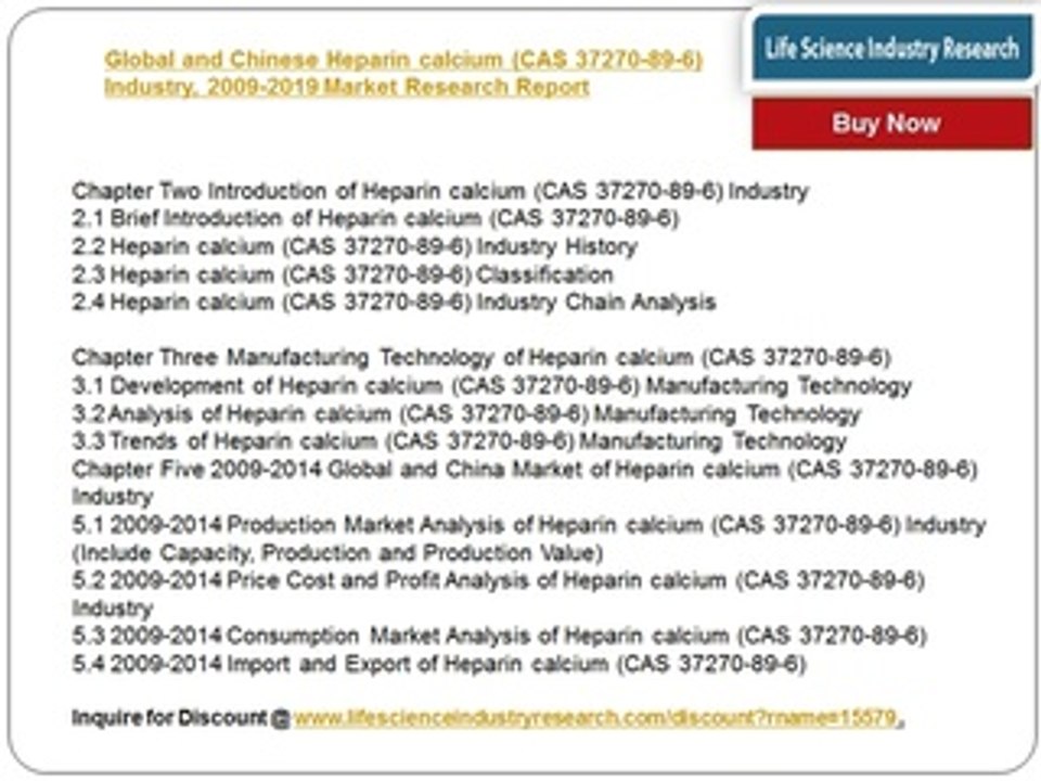 Global and Chinese Heparin calcium Industry (CAS 37270-89-6) 2019