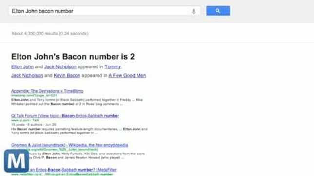 Google Adds Six Degrees of Kevin Bacon to Search