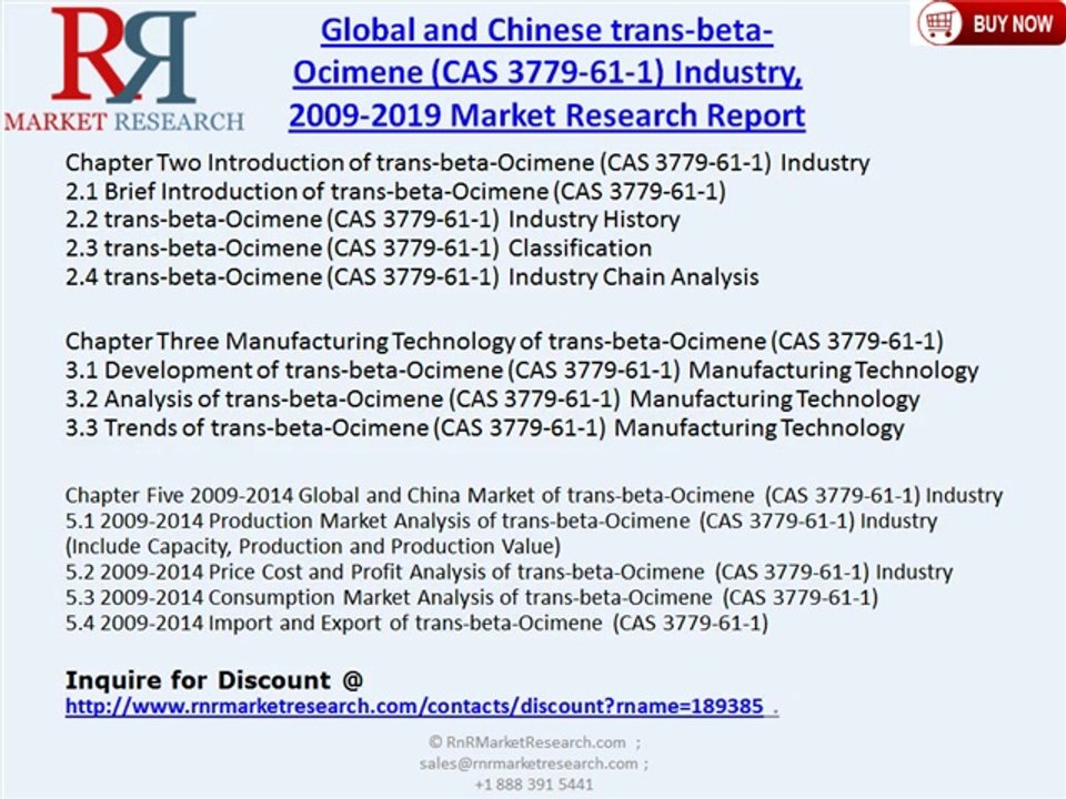 Global and Chinese trans-beta-Ocimene Industry (CAS 3779-61-1) 2019