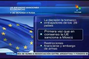 UE acuerda sanciones económicas a Rusia