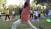 yoga pakistan upward,downward facing lion streching and warrior poses,