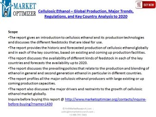 Cellulosic Ethanol Market Analysis and 2020 Forecasts