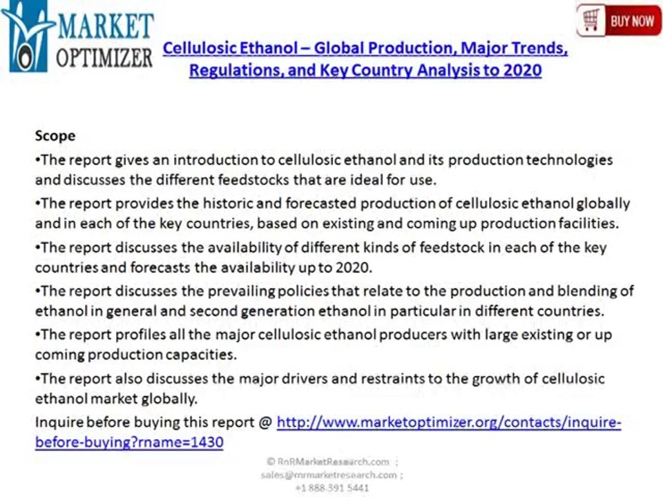 Cellulosic Ethanol Market Analysis and 2020 Forecasts
