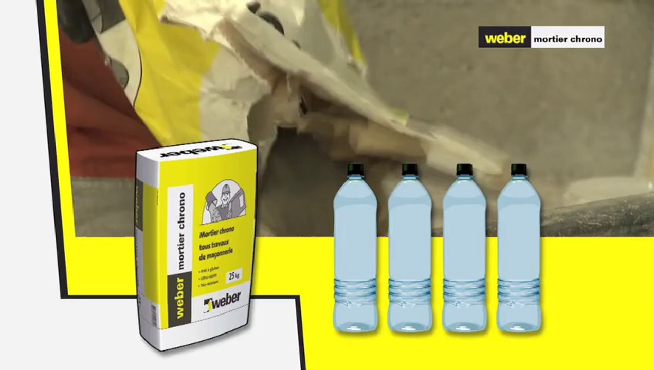 appliquer un mortier de maçonnerie à prise ultra- rapide Weber ( weber mortier chrono)