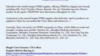 Global and China TPMS (Tire Pressure Monitor System) Market by Geography (USA, Europe, Japan, South Korea)