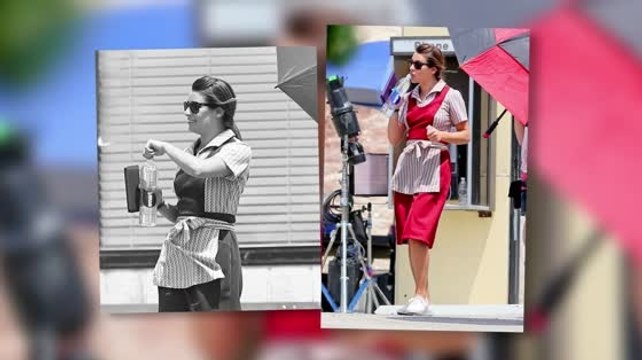 Lea Michele Wears Her Diner Best on Set of Sons of Anarchy