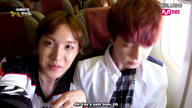 [SUB ESP] - [American Hustle Life] Parte cortada- BTS emocionados por que están en el interior del avión que se dirige hacia América