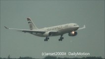 Fankfurt Airport Spotting. Airbus A330 Etihad Landing in the Rain + Other Planes