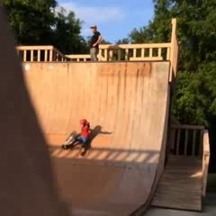 Jerk Dad Pushes 6-Year-Old Son Off Skateboard Ramp