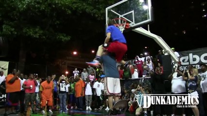 Craziest dunk ever,  Dunk Over Person!