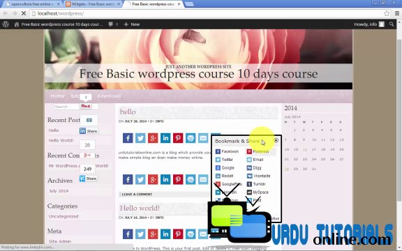 Free Basic Course of WordPress Tutorial in urdu Chapter nine widgets