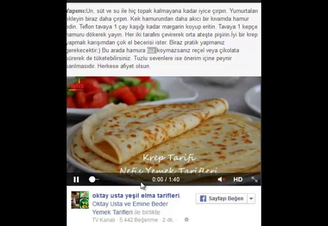 Kahvaltılık Krep Tarifi Videolu Anlatım