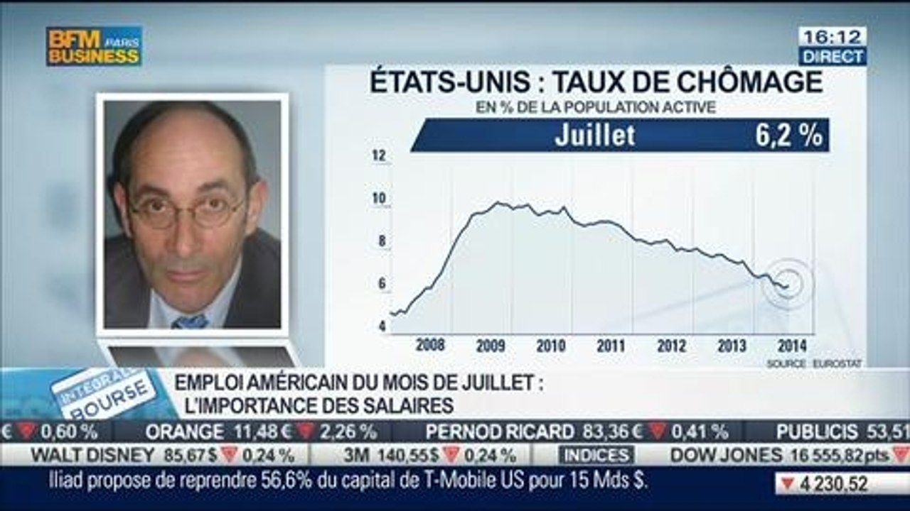 États-Unis: "les chiffres de l'emploi sont moins bons qu'attendus": François Chevallier, dans Intégrale Bourse – 01/08