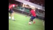 Joel Campbell out skills Nacho Monreal during Arsenal training