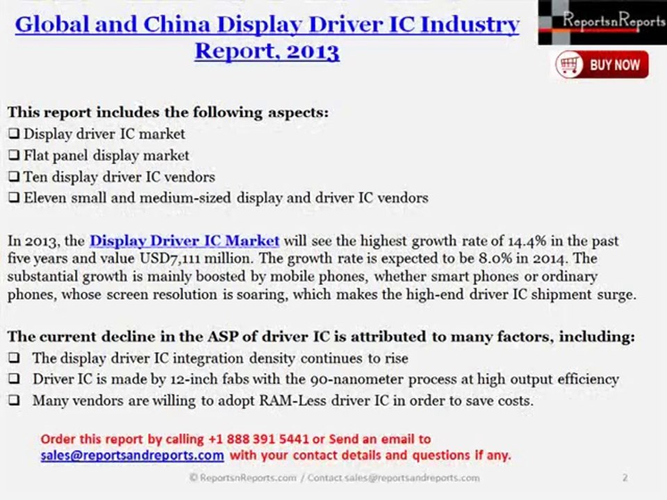 Overview of Global and China Display Driver IC Market by Size, Share, Competitive Landscape