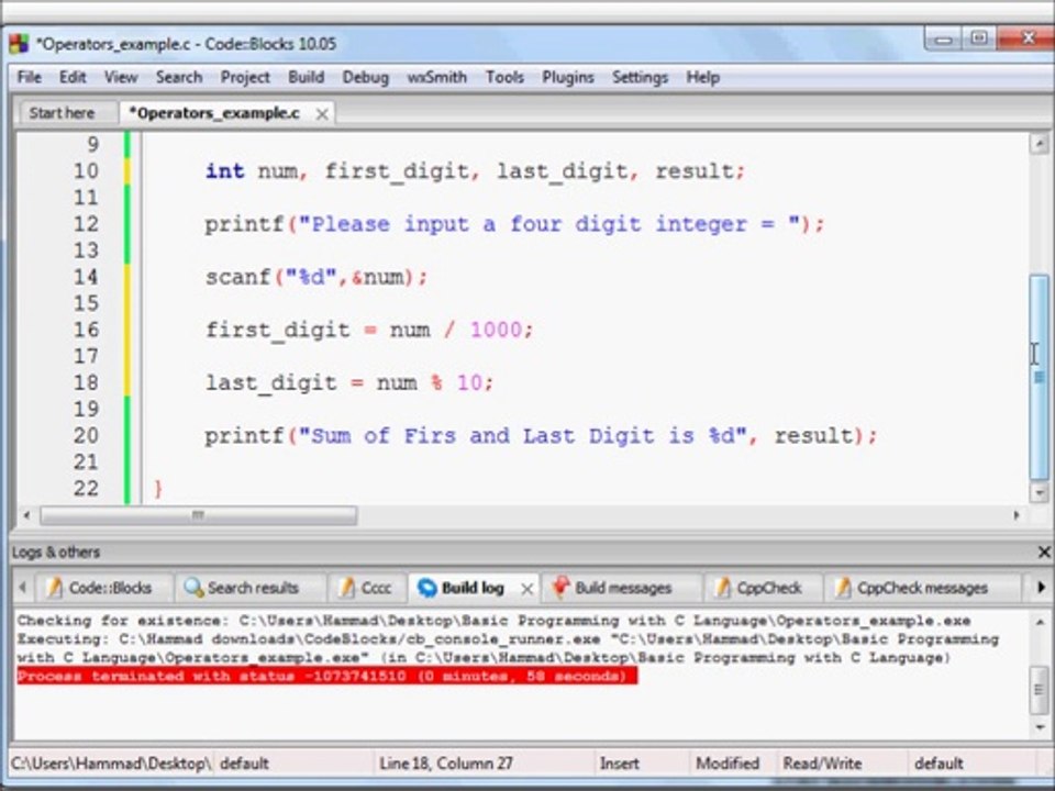 16 Mathematical Operators Example - Basic Programming in C (Urdu)