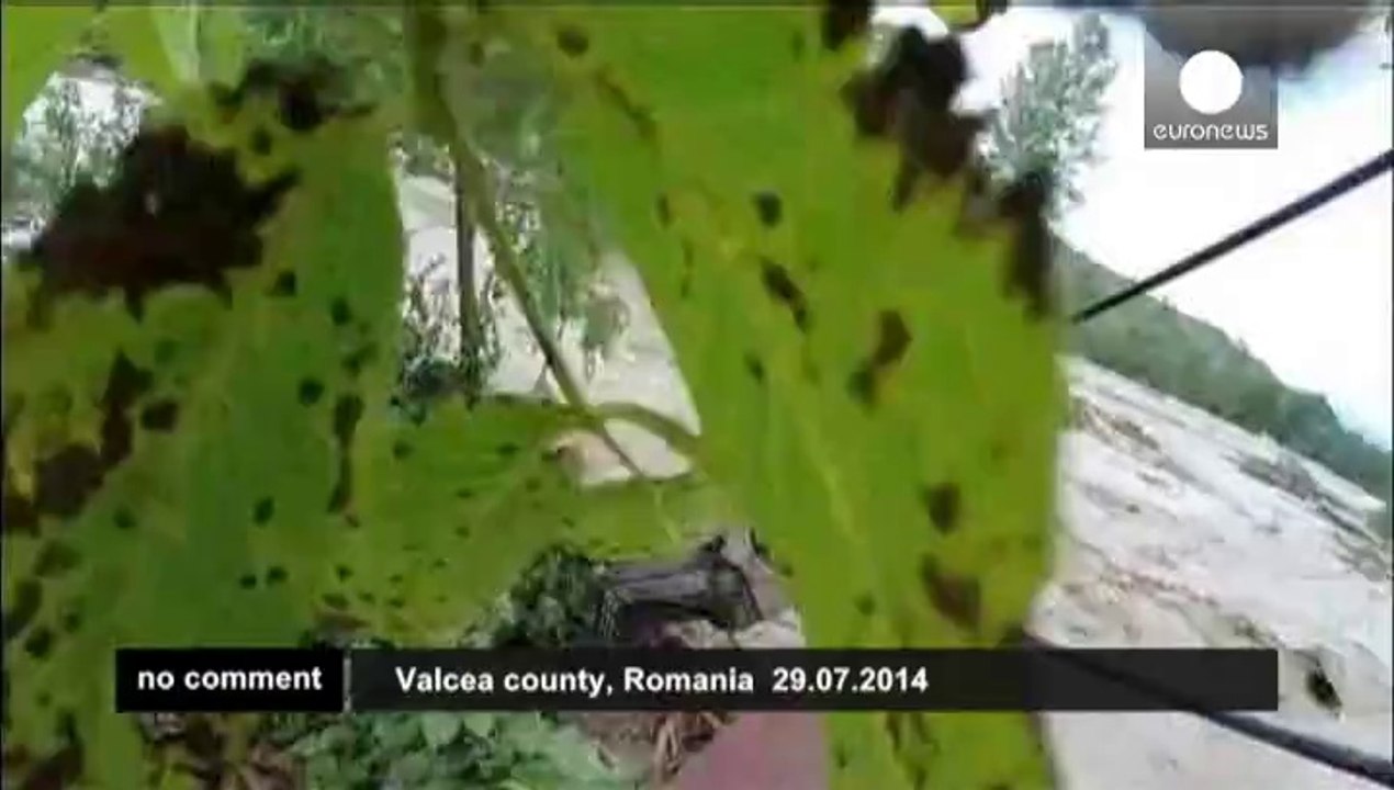 Romanian villagers flee flooded homes