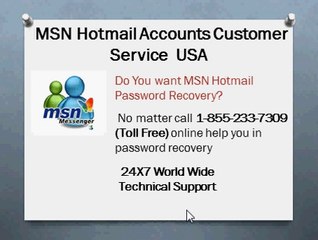 MSN Hotmail Customer Service Help | MSN Password Recovery | Reset