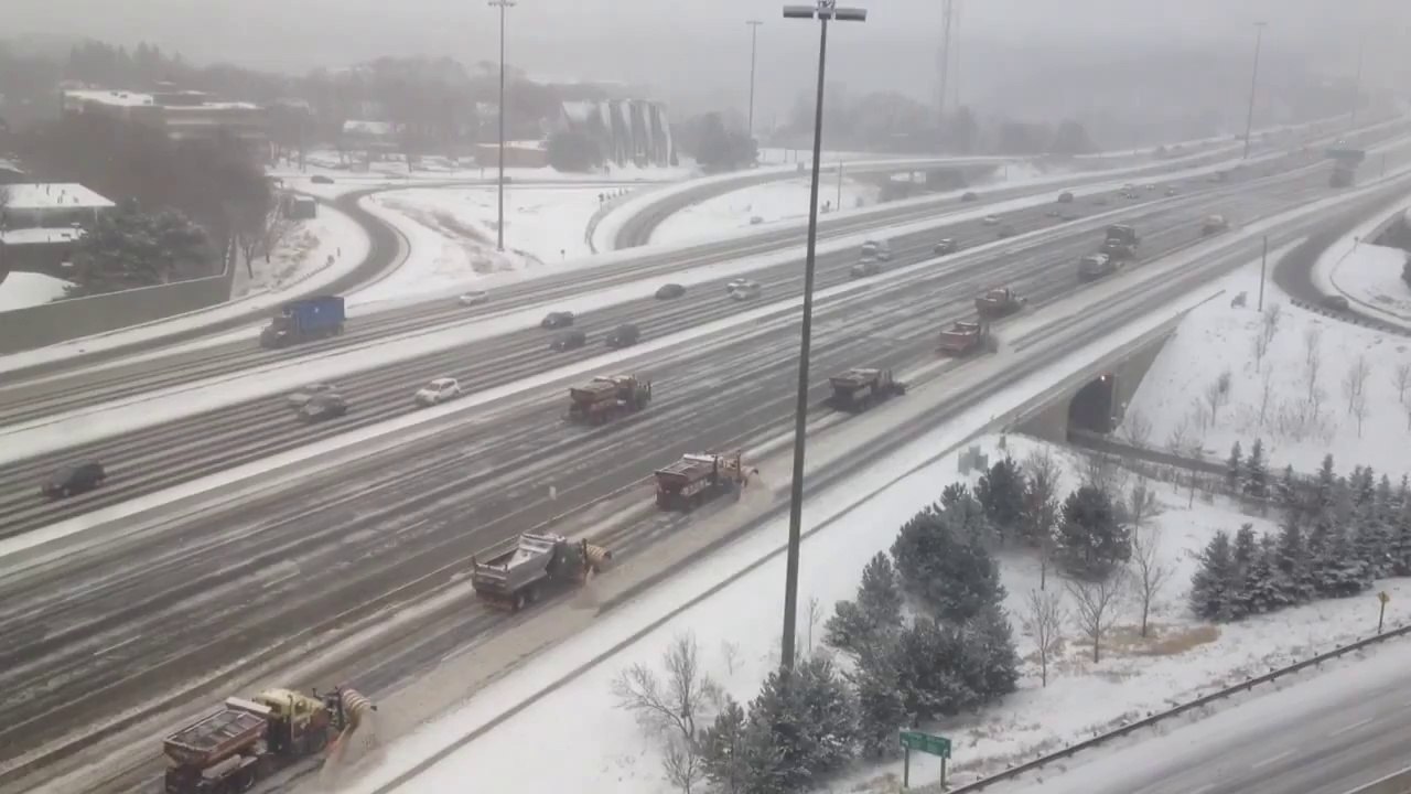 Snowplows Clearing Highway in Toronto