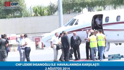 CHP LİDERİ İHSANOĞLU İLE HAVAALANINDA KARŞILAŞTI 02/08/2014