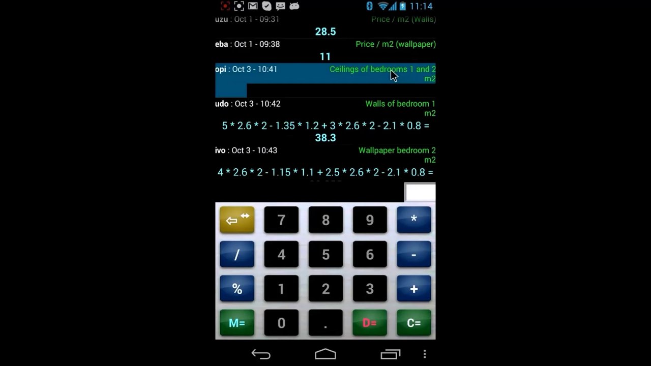Calc'1 : Instructions for use (Androïd calculator) - CN
