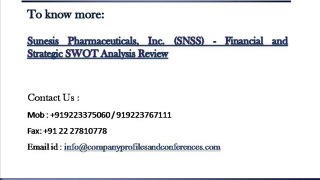 Sunesis Pharmaceuticals, Inc. (SNSS) - Financial and Strategic S
