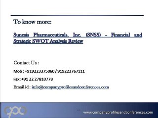 Sunesis Pharmaceuticals, Inc. (SNSS) - Financial and Strategic S