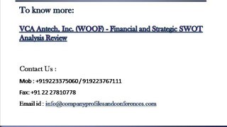 VCA Antech, Inc. (WOOF) - Financial and Strategic SWOT Analysis