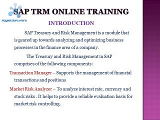 sap treasury and risk management(TRM)online training
