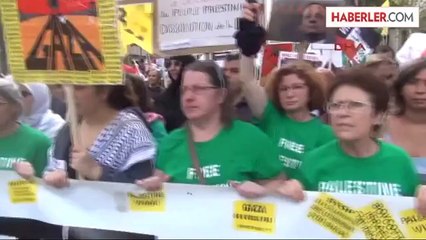 Paris'te Binlerce Kişi Gazze İçin Yürüdü