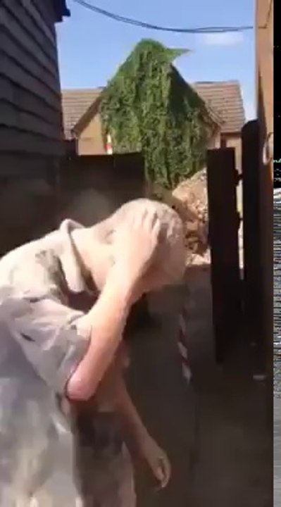 Haha! A man having fun with his friend