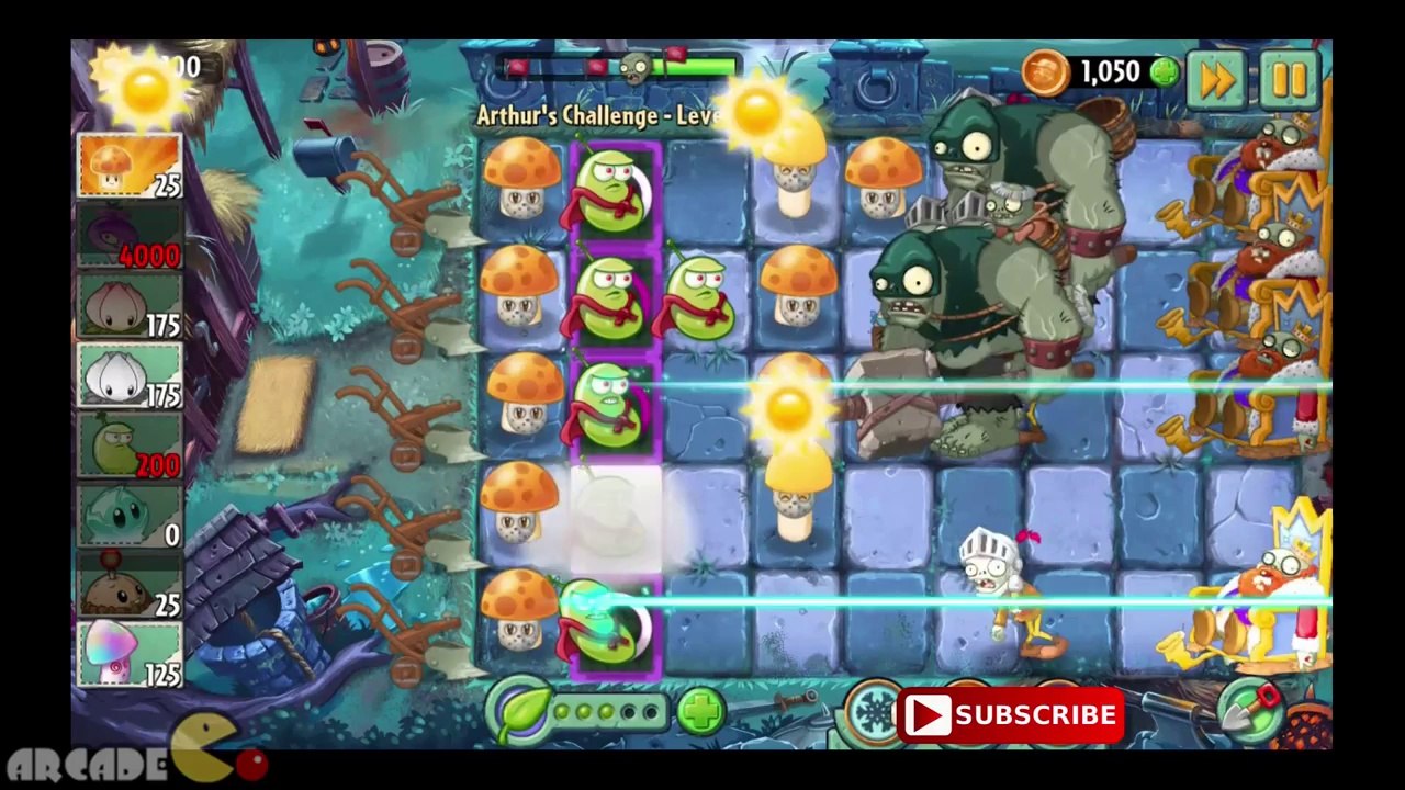 Plants Vs Zombies 2 Dark Ages  Part 2 Dark Ages Gargantuar Army Arthur's Challenge Level 90