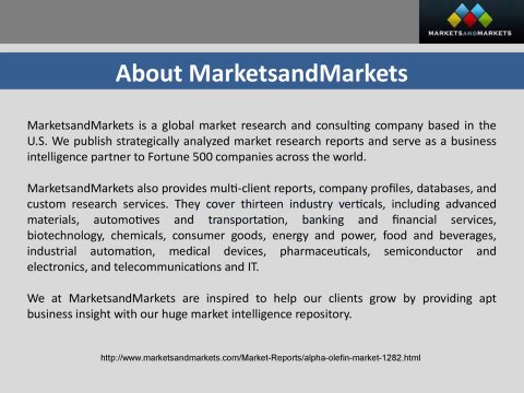 Demand in the global alpha olefin market is anticipated to grow by 4.2% annually to reach 4.6 million metric tons by 2018