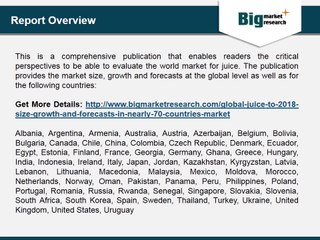 Global Juice Market to 2018 - Market Size, Growth, and Forecasts in Nearly 70 Countries