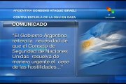 Argentina rechaza ataques israelíes contra escuela de ONU en Gaza