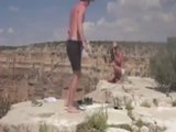 Cruel guys pushing a squirrel from the top of the Grand canyon!