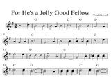 For He's a Jolly Good Fellow DIGITAL SHEET MUSIC Piano Organ & Keyboard: Book 4