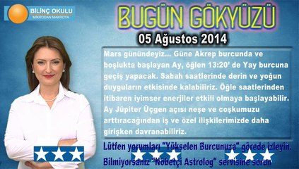 KOVA Burcu, GÜNLÜK Astroloji Yorumu 05 Ağustos 2014, Astrolog DEMET BALTACI Bilinç Okulu