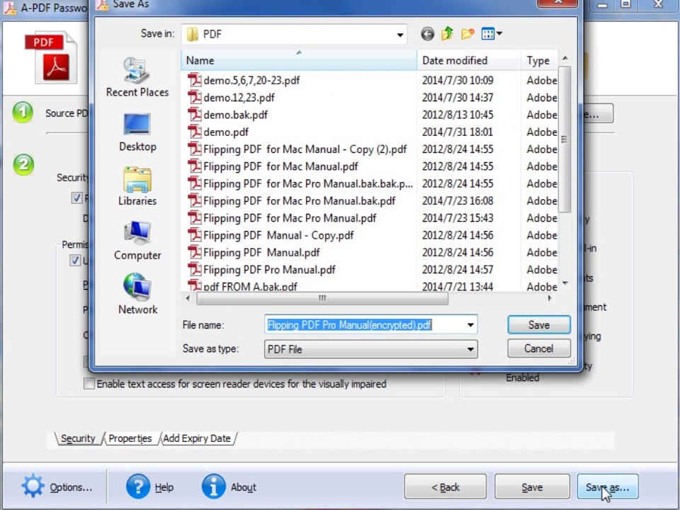 apply permissions to PDF so as to prevent any copying, editing or printing by using A-PDF Password Security