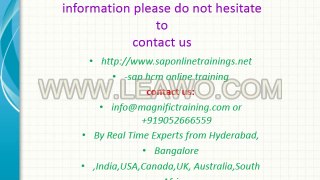SAP HCM Online Training Program by Expert SAP Trainers in usa,uk in india