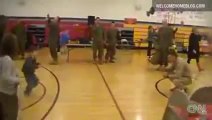A boy with cerebral palsy walks to his Marine dad for the first time