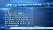 Venezuela envía condolencias a China por víctimas de temblor en Yunnan